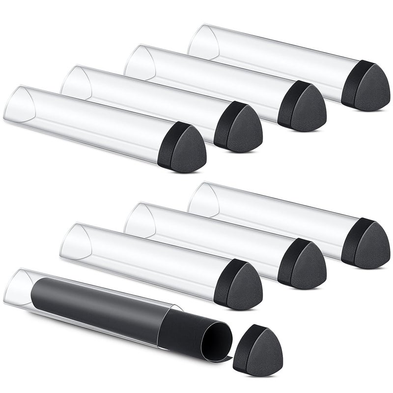 Hsei 8 Pcs Gaming Prism Playmat Tube 15 Inch Play Mat Poster Holder Tube Easy in and Out Playmat Case for Card Storage Toy Card Play Mat, Won't Roll Off Surfaces(Black, Clear) - Image 1